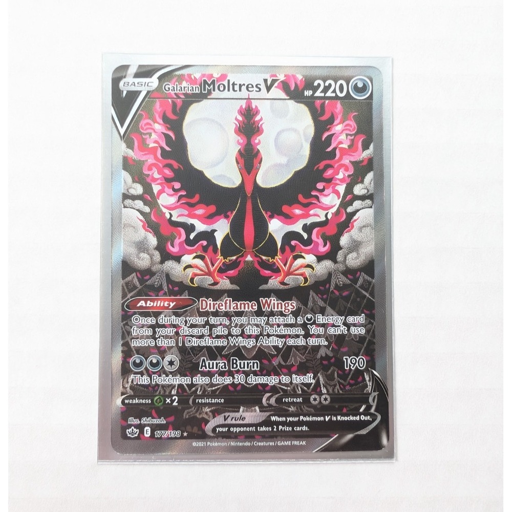 MINT Galarian Moltres V Alternate Full Art 177/198 SWSH06 Pokemon TCG 2021